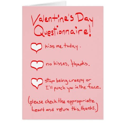 Valentine Questionnaire Cards Zazzle