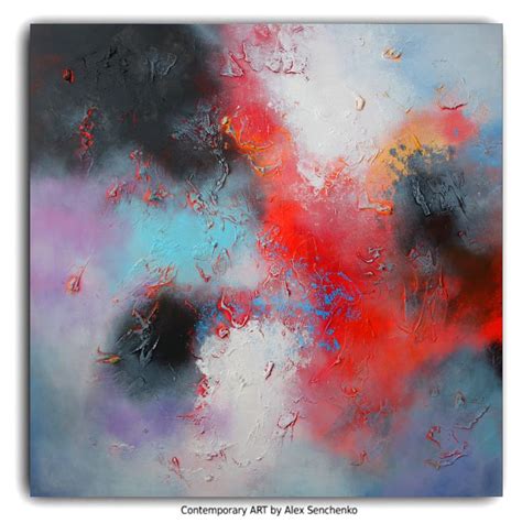 An Abstract Painting With Blue Red And Pink Colors