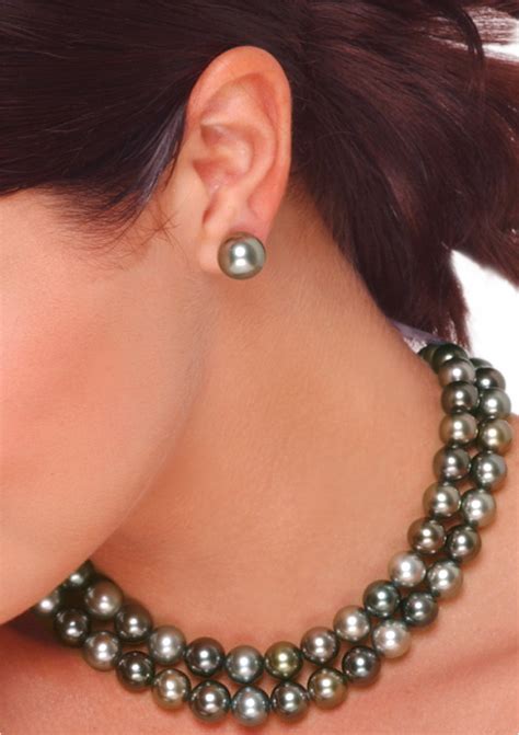 13mm Black Tahitian Cultured Pearl Stud Earring | American Pearl