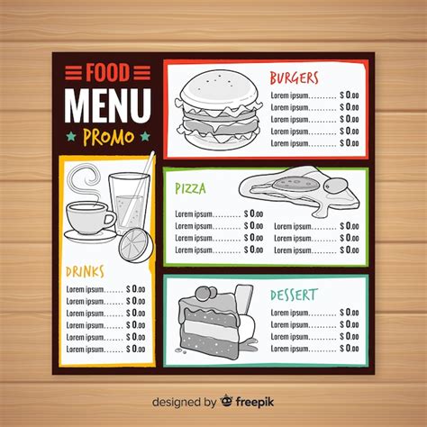 Hand Drawn Restaurant Menu Template Vector Free Download