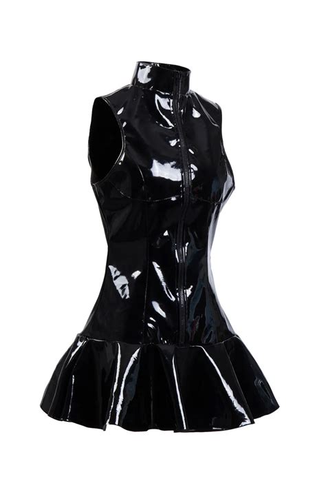 Sexy Latex Sleeveless Zipper Dress Free Shipping Worldwide