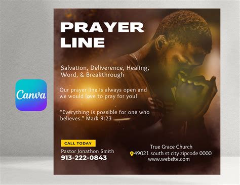 Prayer Line Church Flyer, Church Flyer - Etsy