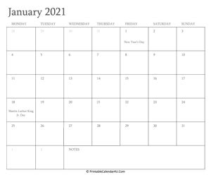 Is this the agenda for you? January 2021 Editable Calendar with Holidays
