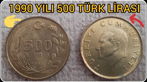 Eski Madeni 500 Lira 1990 Yıllarına Ait Kullanılan Türk Lirası Turkısh