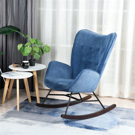 Chair Leasuires Chairs Velvet Blue Rocking Chair Modern Contemporary