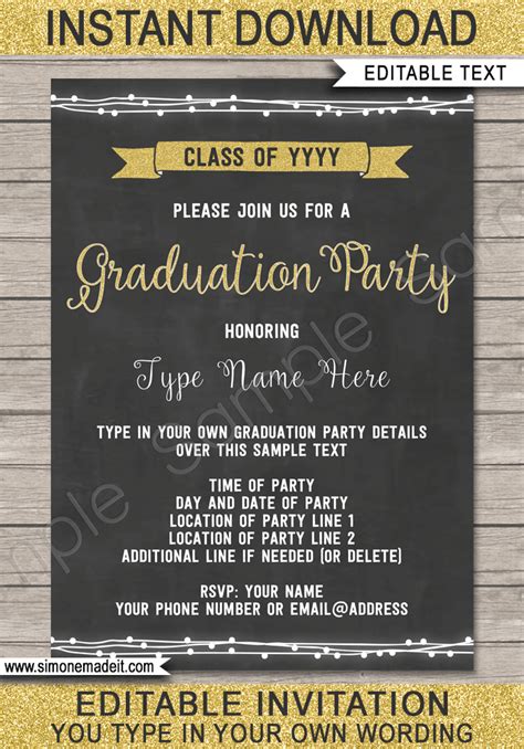 graduation party printables invitations decorations
