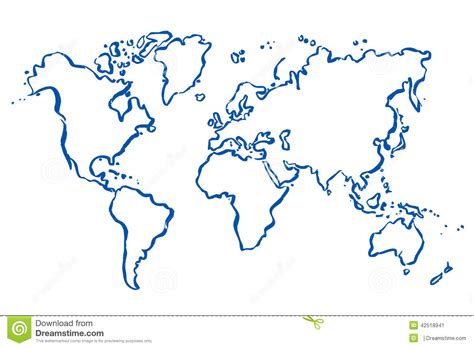 Drawn Map Of World Stock Illustration Illustration Of Pencil 42518941