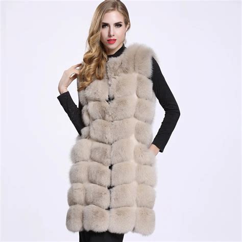 2018 autumn winter faux fur vest thickening long fox fur vest women large size stitching fox fur