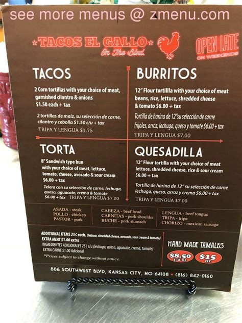 Maybe you would like to learn more about one of these? Online Menu of Tacos El Gallo Restaurant, Kansas City ...