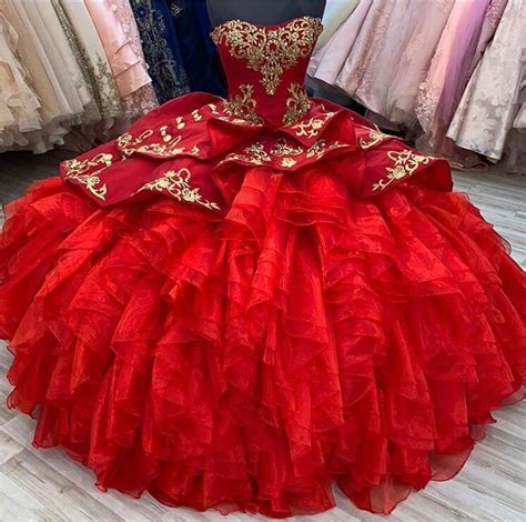 2021 Red Prom Quinceanera Dresses Sweetheart Ball Gowns Strapless