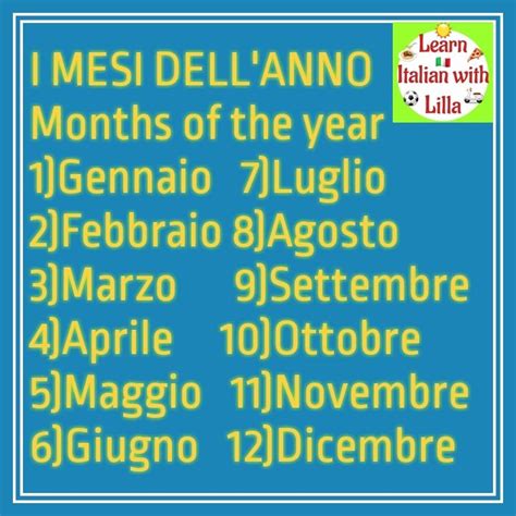 Learn Italian Vocabulary On The Go With Lilla The Months Of The Year