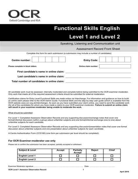 Functional Skills English Level 1 And Level 2