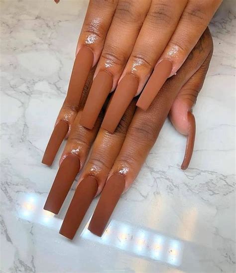 Plus Cute Fall Nail Designs To Try Brown Acrylic Nails Long Square Acrylic Nails Long