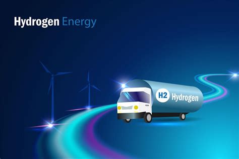 Premium Vector Hydrogen Truck On Futuristic Road Transport H2