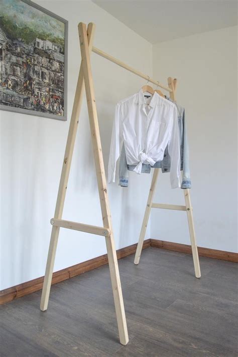Handmade Natural Wood Clothes Rack Clothes Rail Etsy In 2021 Wood