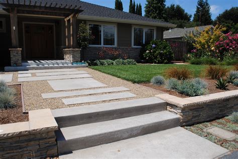 Concrete Stairs Yard Mountain View Stained Concrete Steps Front