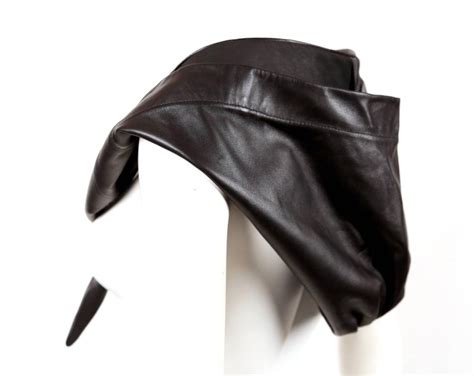 Celine By Phoebe Philo Black Leather Hooded Runway Scarf New At