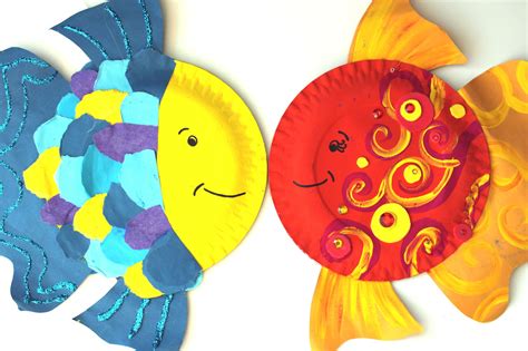Fisch Aus Pappteller „der Regenbogenfisch“ Fische Basteln Kinder