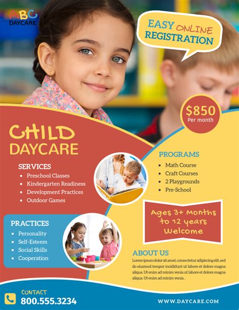 Free Printable Daycare Flyer Templates Child Care Fly