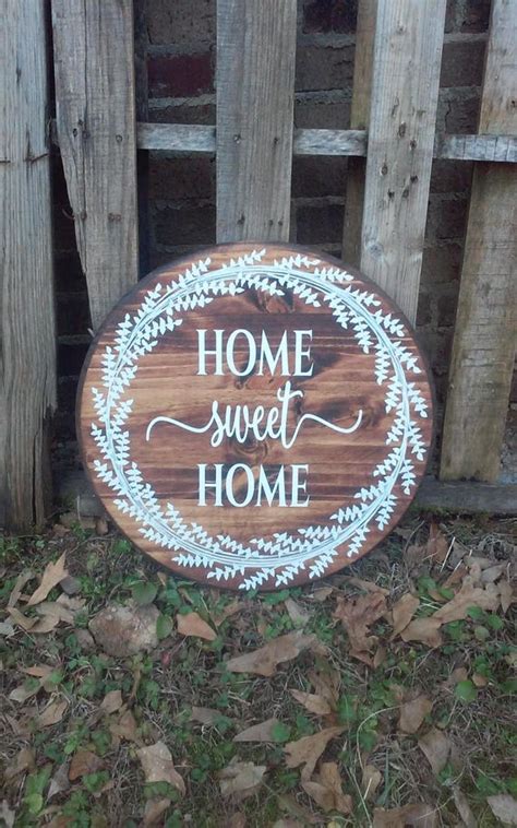 Home Sweet Home Round Wood Sign Wood Sign Handmade Wood Etsy