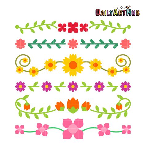 Simple Flower Borders Clip Art Set Daily Art Hub Free Clip Art Everyday