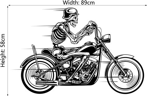 Dsu Skeleton Ride A Motorcycle Simple Speeding Art Wall Stickers