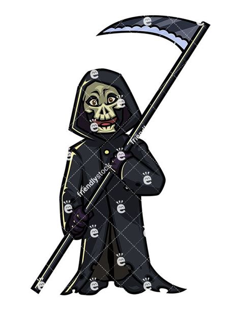 Halloween Grim Reaper Cartoon Clipart Vector Friendlystock Grim