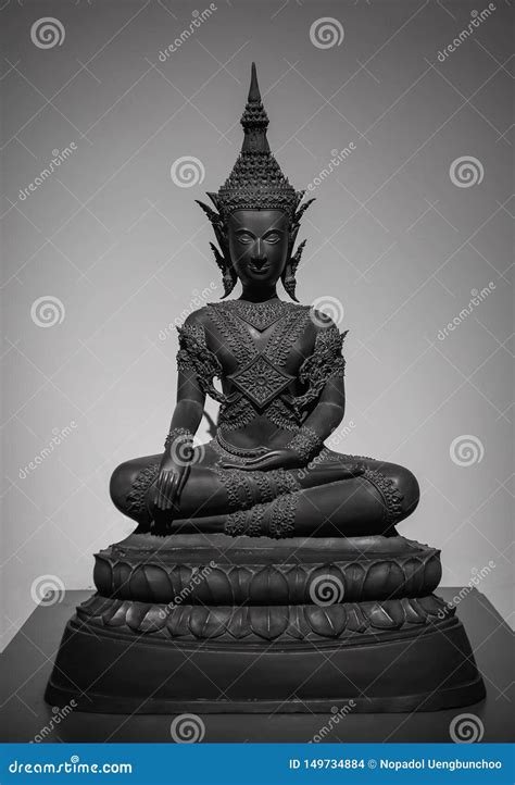 Dark Black Buddha Statue Ancient Art Editorial Stock Image Image Of