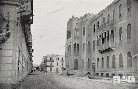 A New Street In Tripoli With The Grand Hotel On The Right And The Post