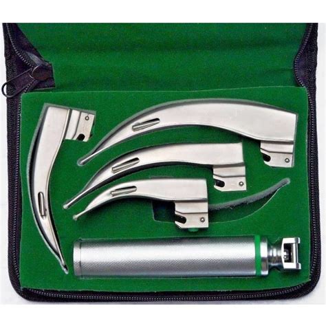 Macintosh And Miller Fiber Optic Fix Laryngoscope Set With 3 Blades