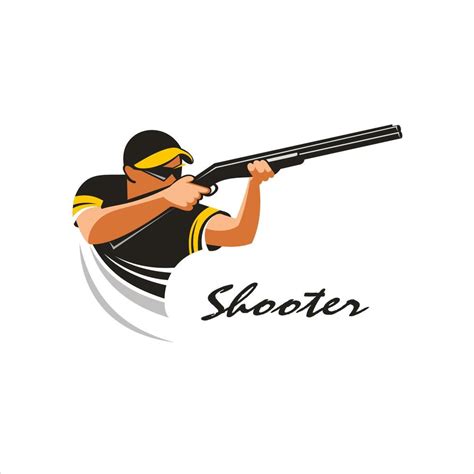 Shooter Shooting From A Gun On Plates Mark Logo Vector Illustration