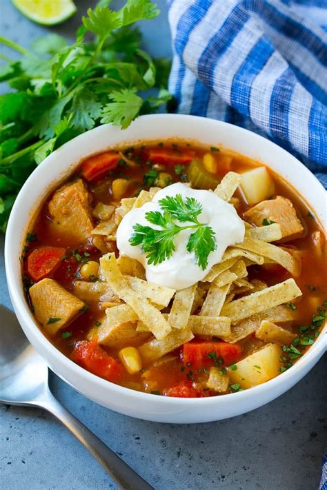 We did not find results for: A bowl of Mexican chicken soup topped with tortilla strips ...