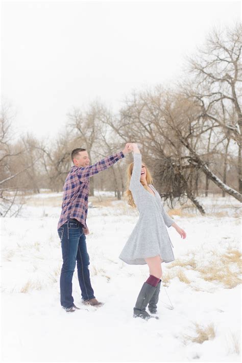 Dancing In The Snow Engagement Pictures Snow Engagement Photos