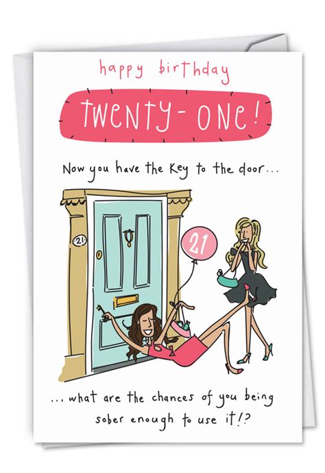 Key To The Door 21 Birthday Funny Greeting Card