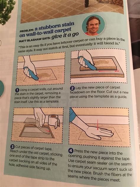 Here are some tricks you can use to try and revive those lifeless fibers. How to fix carpet with a stain | Leftover carpet, Wall ...