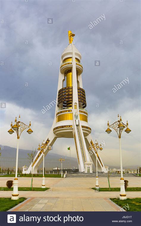 Turkmenistan Ashgabat City Monument To Neutrality Stock Photo