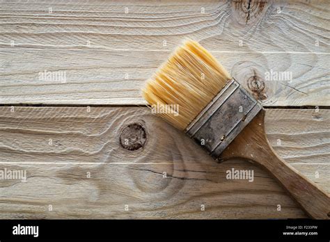 Wood Texture And Paintbrush Stock Photo Alamy