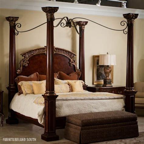 Burlwood inlay and nice wood carvings/trim. Henredon Arabesque Four Poster Canopy King Bed | Bedroom furniture for sale, Henredon furniture ...