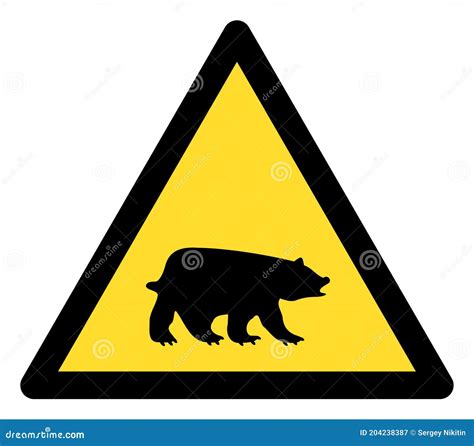 Bear Warning Sign Yellow Predator Hazard Attention Symbol Dang