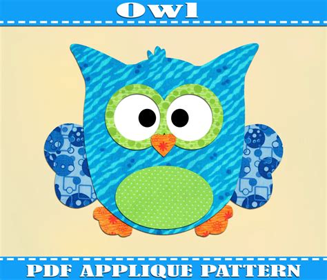 Owl Applique Pattern Template Owls Pdf Von Adornablepatterns