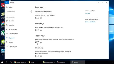 How To Turn Toggle Keys On And Off In Windows 10 Youtube
