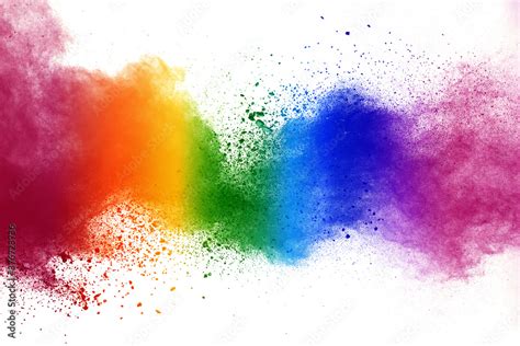 Colorful Rainbow Holi Paint Color Powder Explosion Isolated On White