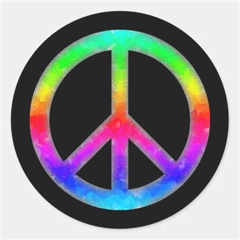 Psychedelic Tie Dye Peace Sign Stickers Black