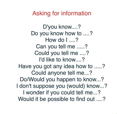 Asking For Information English Phrases English Words English Grammar