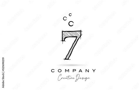 Hand Drawing Number 7 Logo Icon Design For Company Template Creative