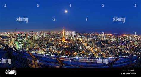 Vista General De La Ciudad De Noche Con La Torre De Tokio Tokio Japón