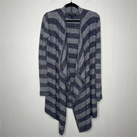 Barefoot Dreams Womens Bamboo Chic Lite Knit Cardigan Striped Blue Size Sm