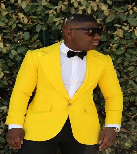 Latest Coat Pant Designs Yellow Men Suit Casual Slim Fit 2 Piece Tuxedo
