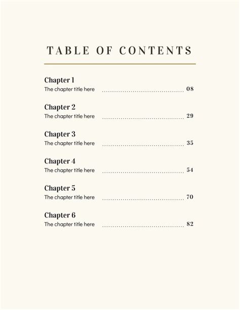 Simple Vintage Book Table Of Contents Venngage