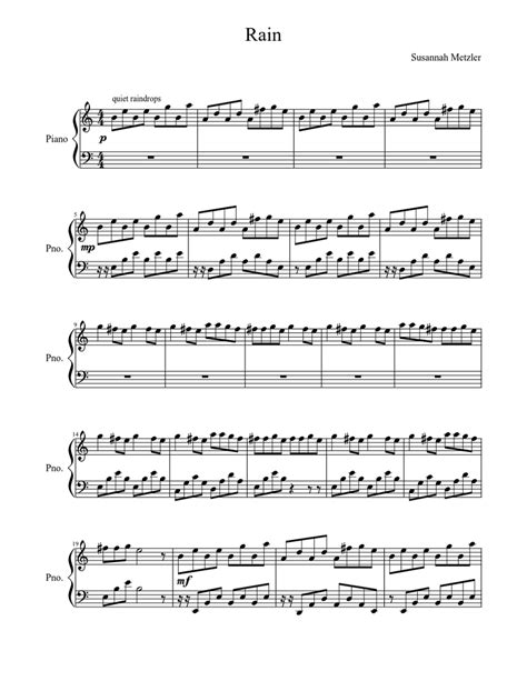 Rain Sheet Music For Piano Solo Download And Print In Pdf Or Midi Free Sheet Music Rock